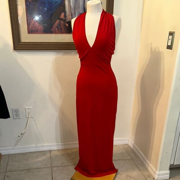 Venus Elegant Red Halter Neck Dress Size Small - Picture 1 of 13